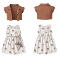 Beige floral Layered Bolero Dress Set