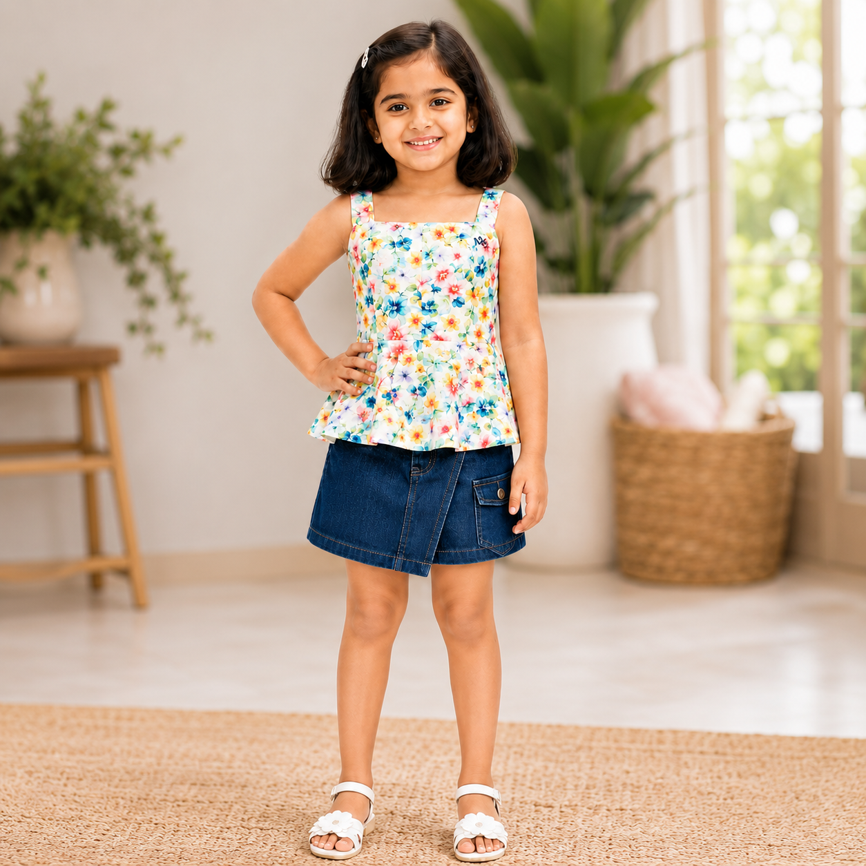 Floral Bow Peplum Top - Kinder Mòx