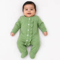 Sage Ruffle Trim Newborn Onesie