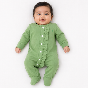 Sage Ruffle Trim Newborn Onesie