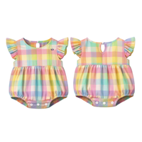 Pastel Rainbow Check Flutter Romper