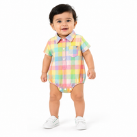 Pastel Check Polo Romper(Baby Boys)