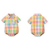 Pastel Check Polo Romper(Baby Boys)