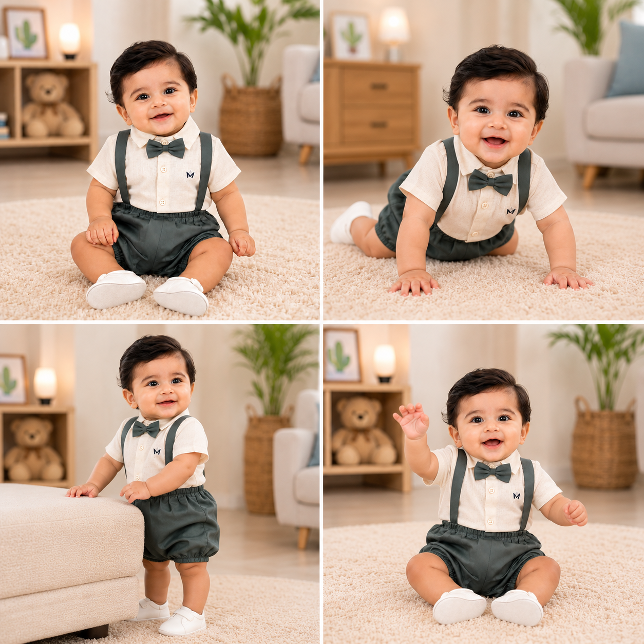 Olive Classic Suspender Romper Set