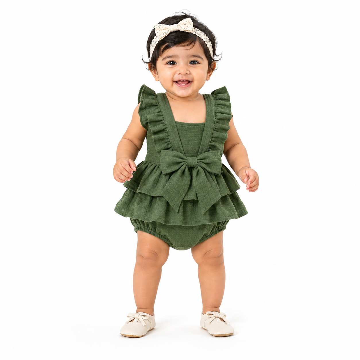 Everly Ruffle Sage Romper