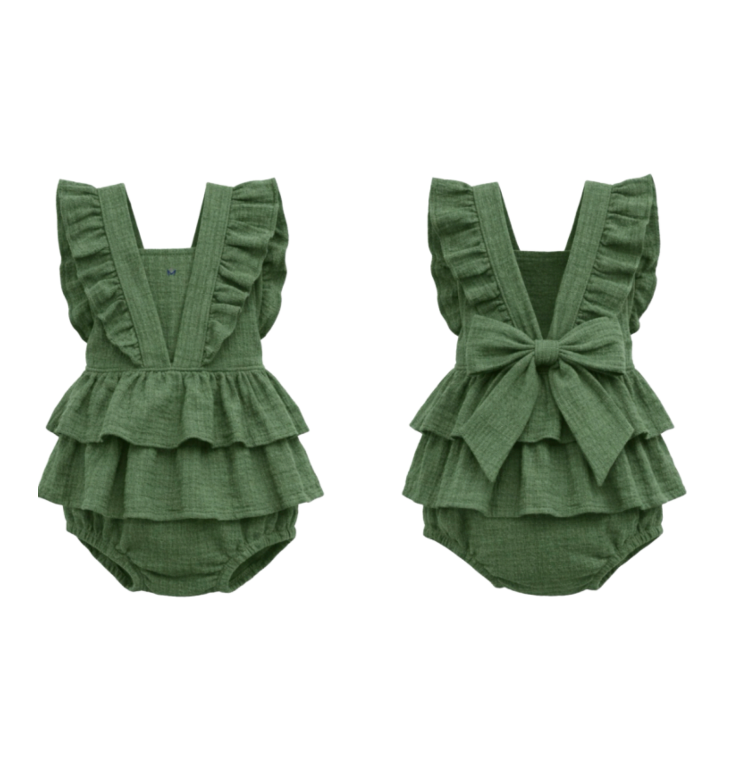 Everly Ruffle Sage Romper