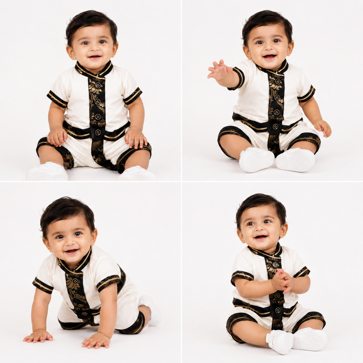 Traditional Kasavu Baby Boy Shirt & Dhoti Set