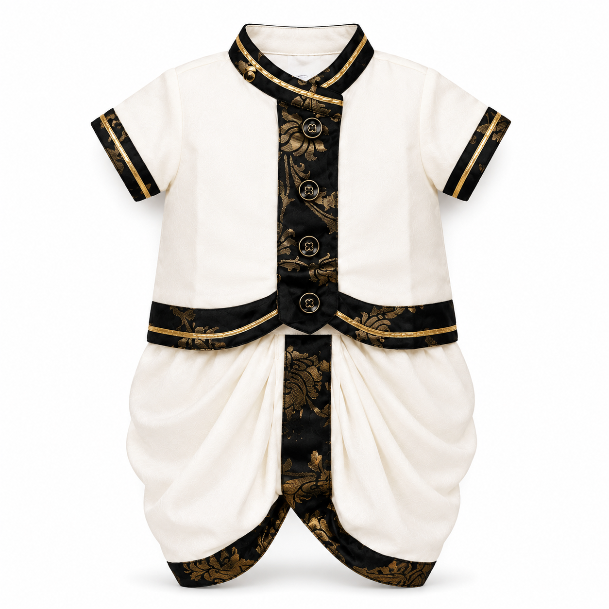 Traditional Kasavu Baby Boy Shirt & Dhoti Set