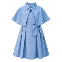 Bow-Back Party Dress With Detachable Cape - KinderMox