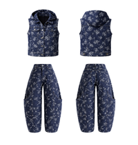 Denim Utility Set with Hooded Vest