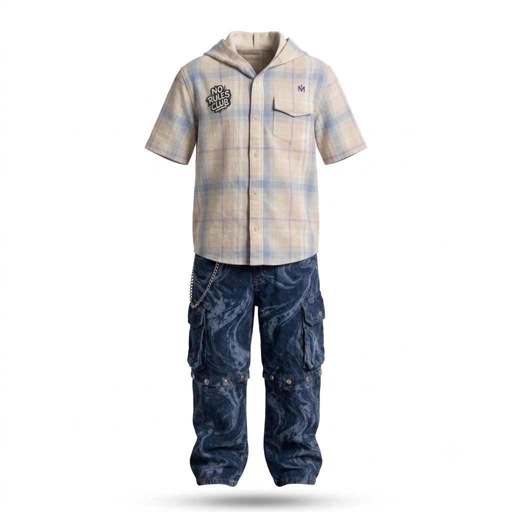 No Rules Club Convertible Cargo Denim Set