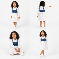 Shirt Dress With Denim Vest - KinderMox