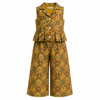 Girls Printed Peplum Co-Ord Set – Sleeveless Top & Wide-Leg Pants