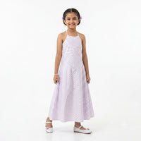 Noodle strape with Halter Neck Tie -Up Midi Dress