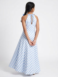 Noodle strape with Halter Neck Tie -Up Midi Dress