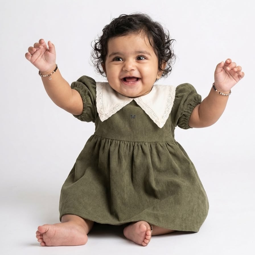 Olive Vintage Lace Collar Dress