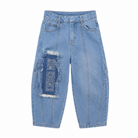 Charcoal Denim Barrel-Cut Trousers