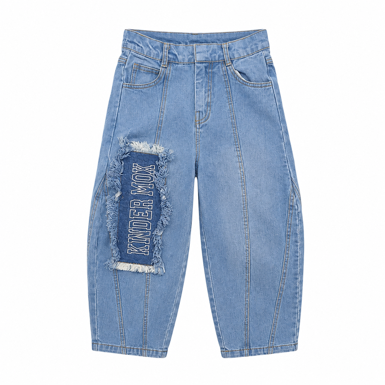 Charcoal Denim Barrel-Cut Trousers