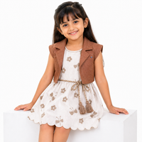 Beige floral Layered Bolero Dress Set