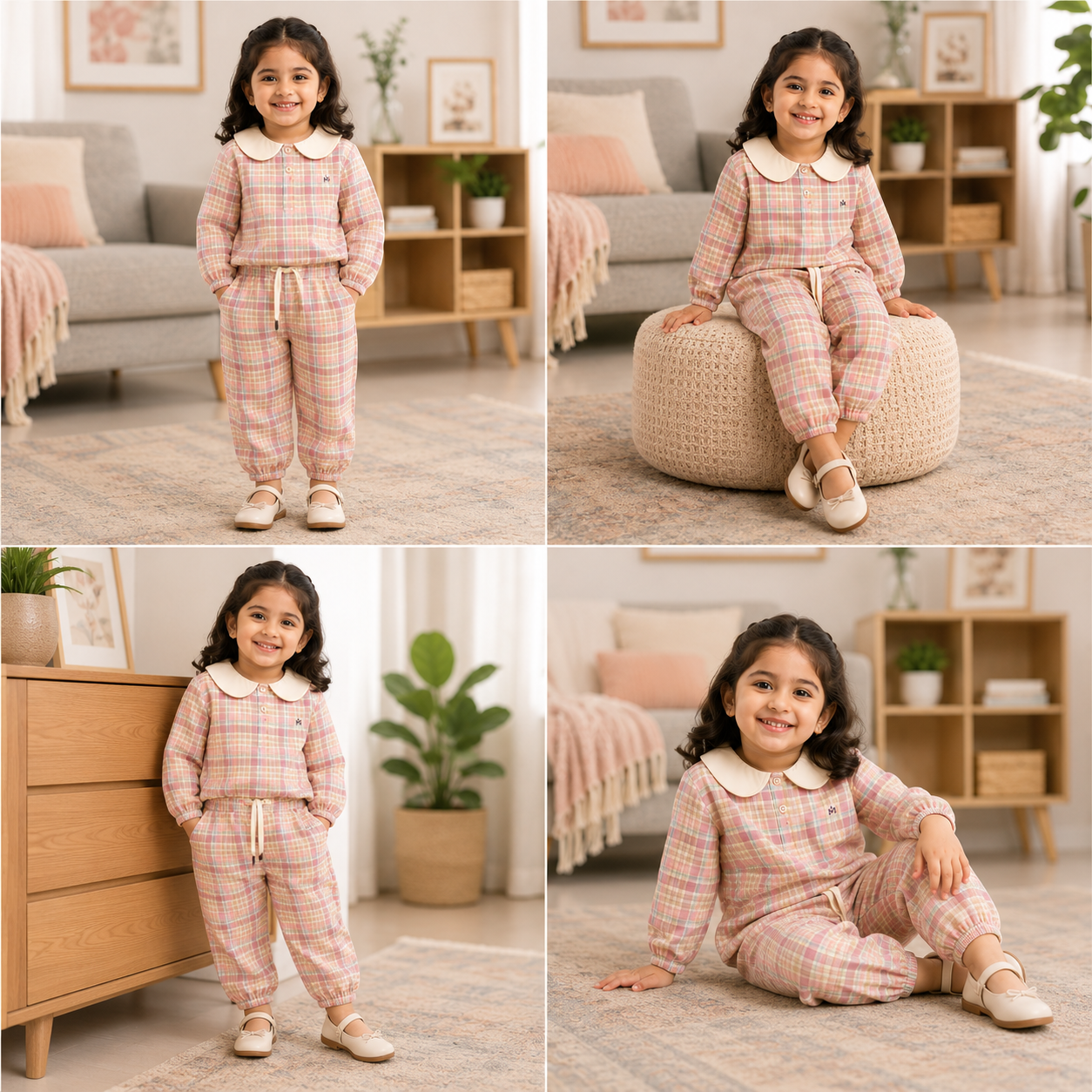 Pastel Plaid Peter Pan Lounge Set