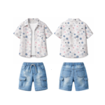 Oversized shirt, Basic T-shirt&Cargo shorts-Three-piece