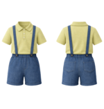 Boys polo shirt & suspender shorts set.