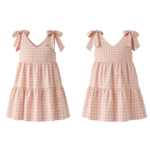 Blush Bow Gingham Tier Dress