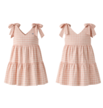 Blush Bow Gingham Tier Dress
